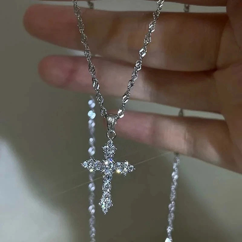 Zircon Cross Necklace - MINALINO