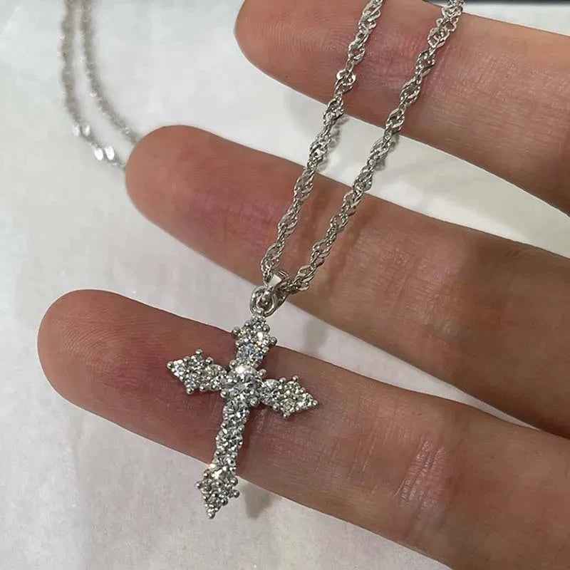 Zircon Cross Necklace - MINALINO