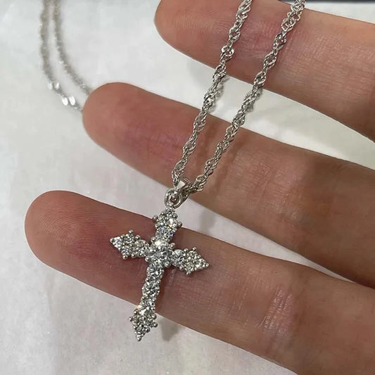 Zircon Cross Necklace - MINALINO