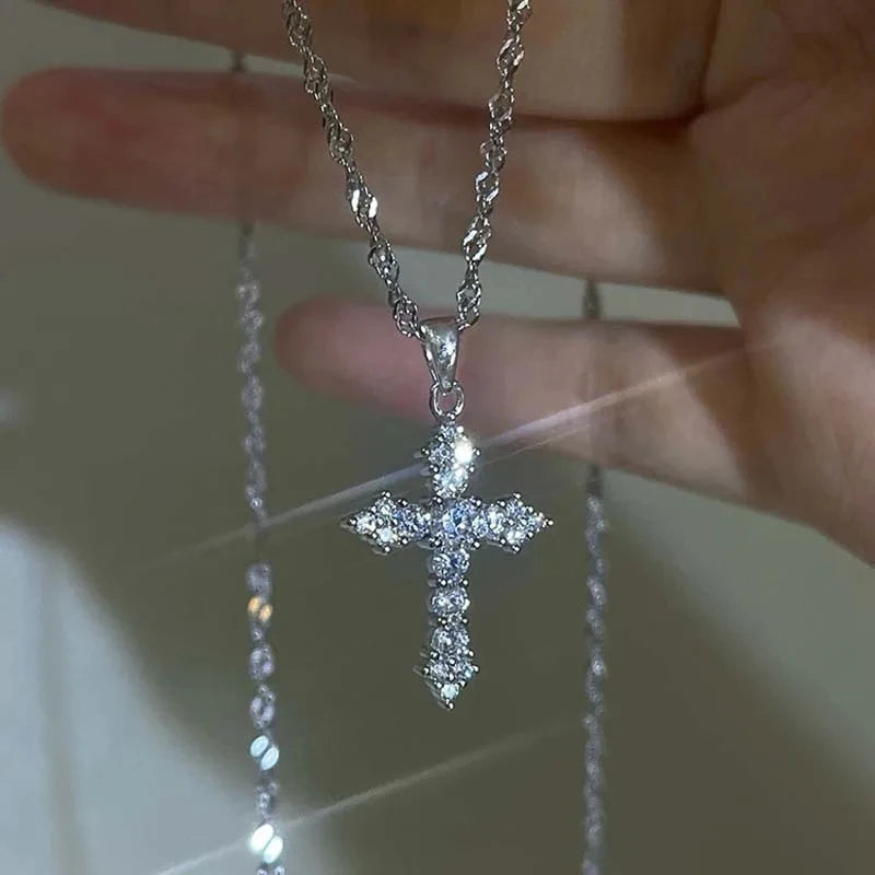 Zircon Cross Necklace - MINALINO